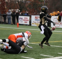 ODU defensive backs David Jenkins and Nana Ansah break-up a pass in the Panthers playoff lost to Missouri Valley on Saturday